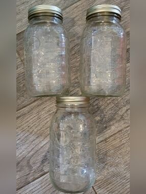 Longaberger Blue Ribbon Collection Quart Canning Jars with Lids Set of 3